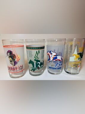 Kentucky Derby Julep Glasses set of 4. 1996,2006,2008,2019 Churchill Downs